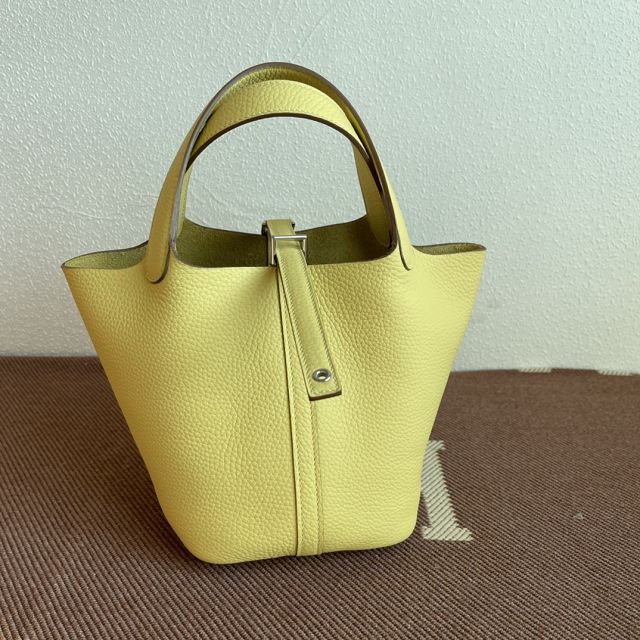 Hermes original togo leather small picotin lock bag HP0018 jaune poussin