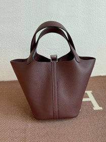 Hermes original togo leather picotin lock bag HP0022 bordeaux