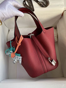 Hermes original togo leather picotin lock bag HP0022 dark red