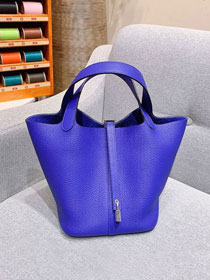 Hermes original togo leather picotin lock bag HP0022 electric blue