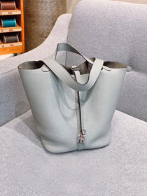 Hermes original togo leather picotin lock bag HP0022 gris mouette