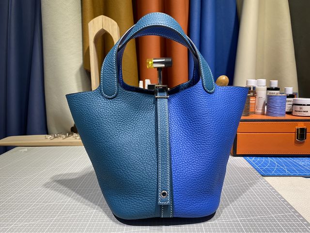 Hermes original togo leather picotin lock bag HP0022 blue