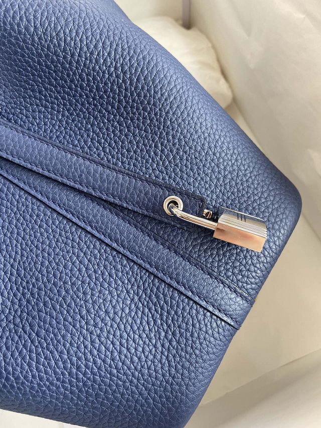 Hermes original togo leather picotin lock bag HP0022 blue saphi