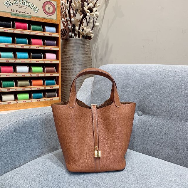 Hermes original togo leather picotin lock bag HP0022 brown