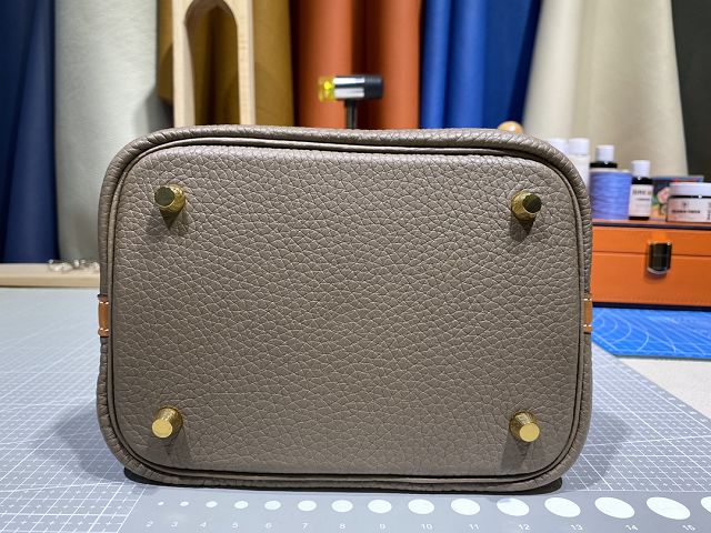 Hermes original togo leather picotin lock bag HP0022 etoupe grey