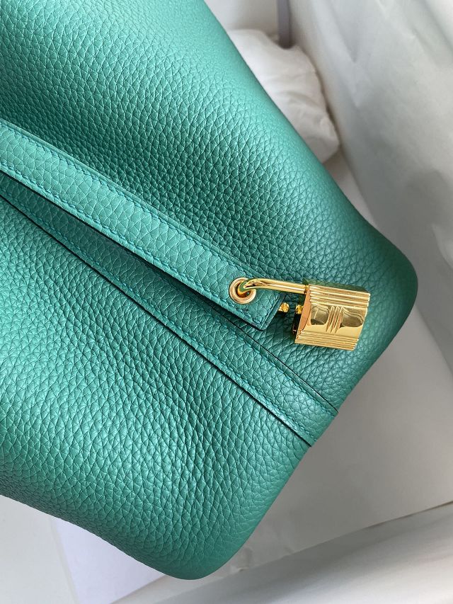 Hermes original togo leather picotin lock bag HP0022 peacock green