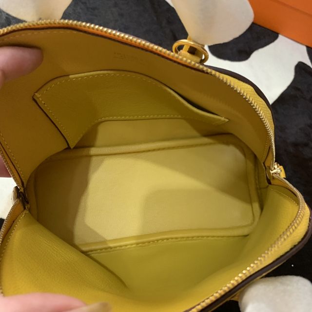 Hermes original chevre leather mini bolide bag H018 amber