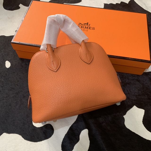 Hermes original chevre leather mini bolide bag H018 orange