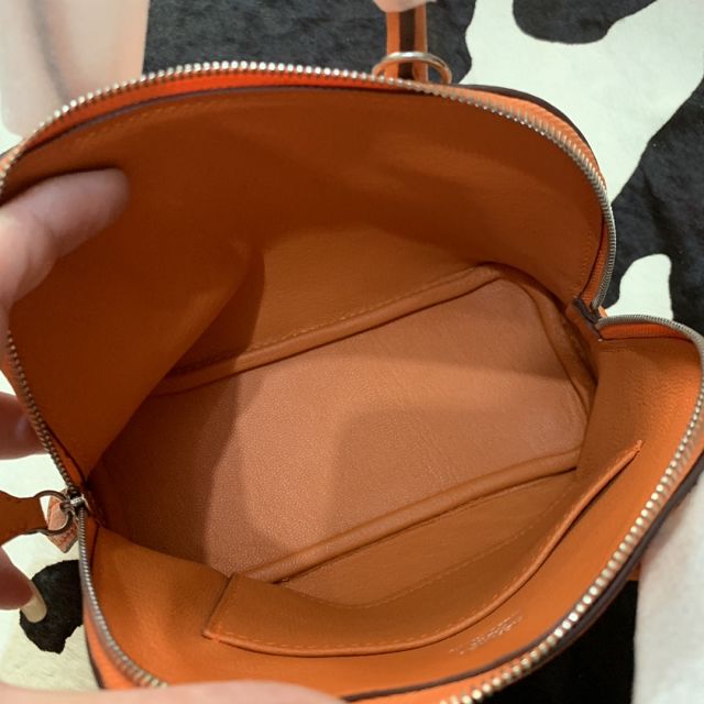 Hermes original chevre leather mini bolide bag H018 orange