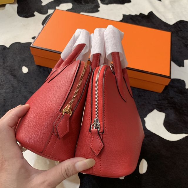 Hermes original chevre leather mini bolide bag H018 red