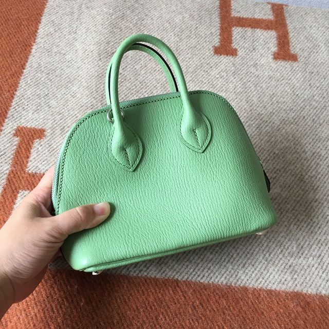 Hermes original chevre leather mini bolide bag H018 vert criquet