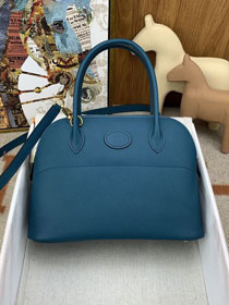 Hermes original epsom leather small bolide 27 bag B027 vert bosphore 