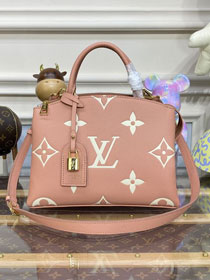 2023 Louis vuitton original embossed calfskin petit palais tote pm M46353 trianon pink