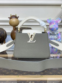 Louis vuitton original calfskin capucines mini handbag M48865 grey&white