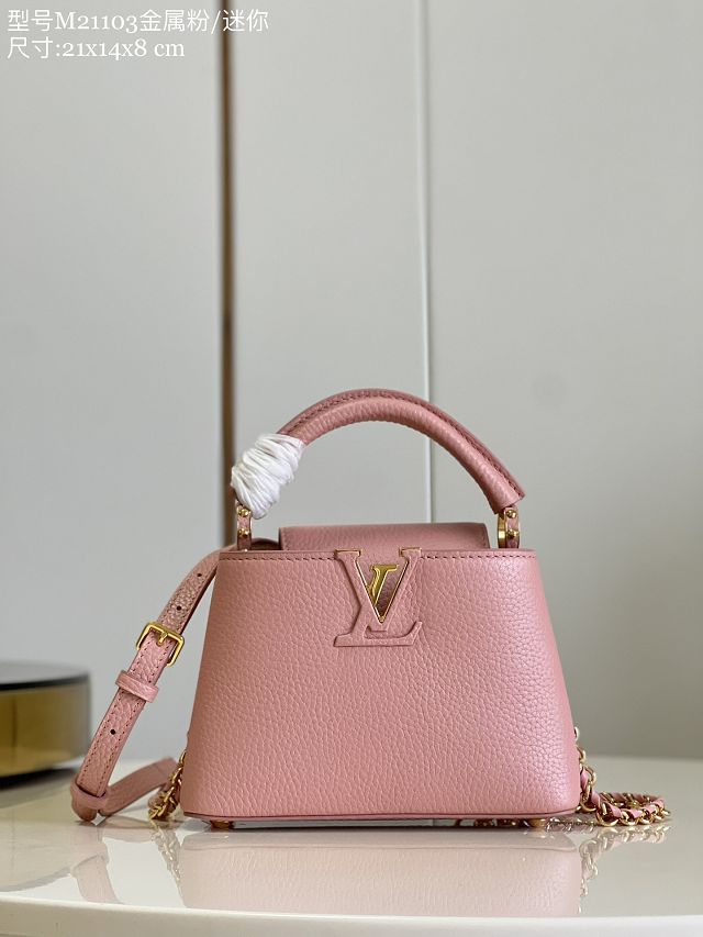 Louis vuitton original calfskin capucines mini handbag M48865 pink