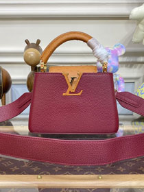 Louis vuitton original calfskin capucines mini handbag M81409 burgundy