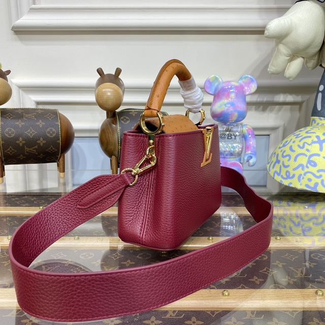 Louis vuitton original calfskin capucines mini handbag M81409 burgundy