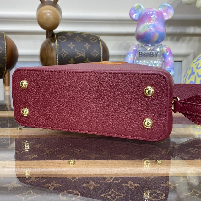 Louis vuitton original calfskin capucines mini handbag M81409 burgundy