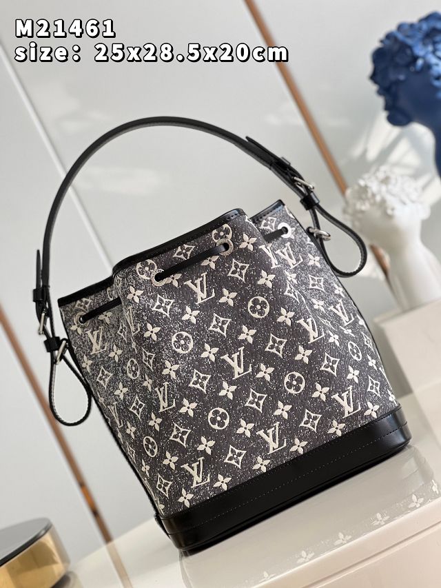 2023 Louis vuitton original denim neonoe bag M21461 grey