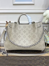 2023 Louis vuitton original mahina leather bella tote bag M59201 grey