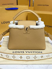 Louis vuitton original calfskin capucines BB handbag M59267 apricot