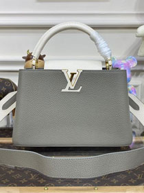 Louis vuitton original calfskin capucines mm handbag M20704 grey&white