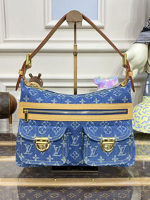 Louis vuitton original monogram denim hobo bag M44464 blue