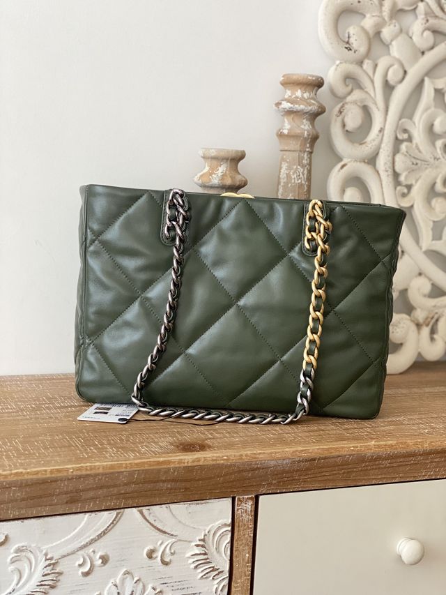 CC original lambskin 19 shopping bag AS3660 green