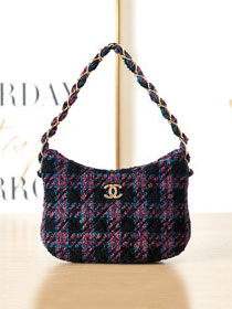 CC original tweed small hobo handbag AS3562 black&pink
