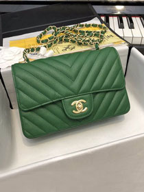 CC original grained calfskin mini flap bag A69900-3 green