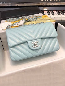 CC original lambskin leather mini flap bag A69900-4 ice blue