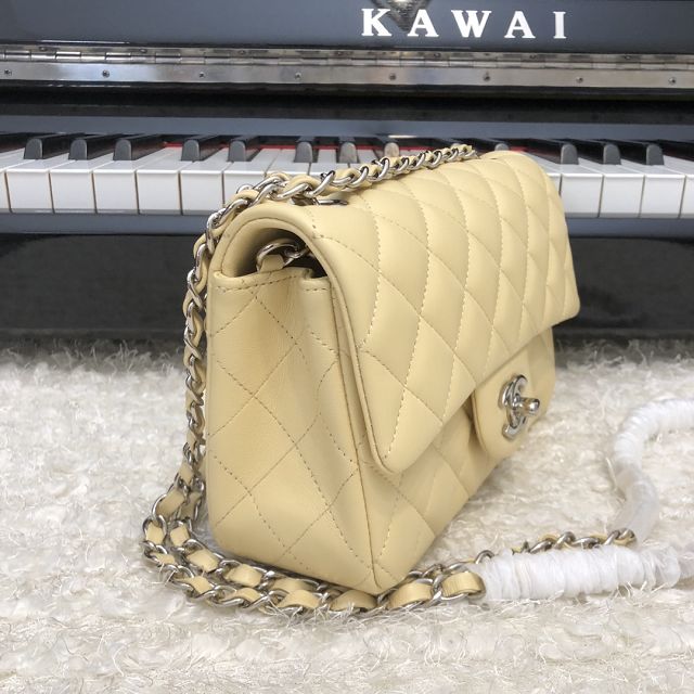 CC original lambskin mini flap bag A69900 light yellow