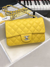 CC original lambskin mini flap bag A69900 yellow