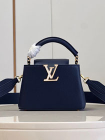 Louis vuitton original calfskin capucines mini handbag M48865 dark blue