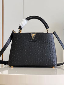 Louis vuitton original ostrich calfskin capucines BB handbag M48865 black