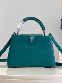 Louis vuitton original ostrich calfskin capucines BB handbag M48865 lake green