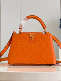 Louis vuitton original ostrich calfskin capucines BB handbag M48865 orange