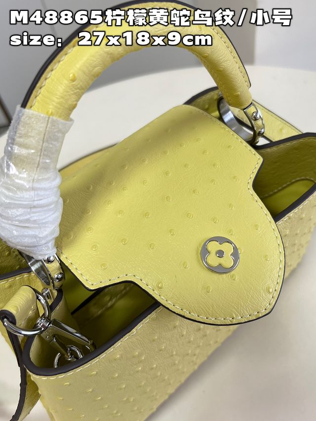 Louis vuitton original ostrich calfskin capucines BB handbag M48865 yellow