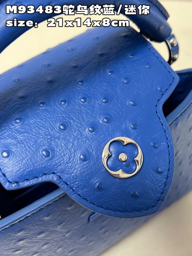 Louis vuitton original ostrich calfskin capucines mini handbag M93483 blue