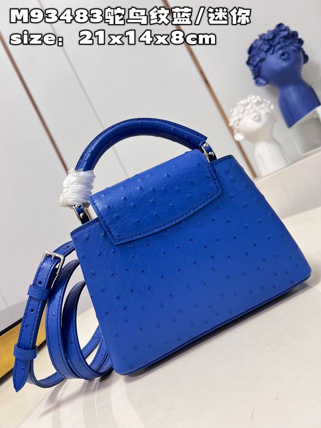 Louis vuitton original ostrich calfskin capucines mini handbag M93483 blue