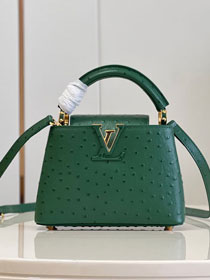 Louis vuitton original ostrich calfskin capucines mini handbag M93483 green