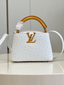 Louis vuitton original ostrich calfskin capucines mini handbag M93483 white