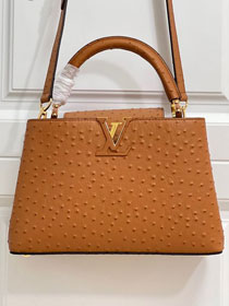 Louis vuitton original ostrich calfskin capucines mm handbag M59883 brown