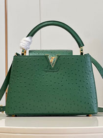 Louis vuitton original ostrich calfskin capucines mm handbag M59883 green