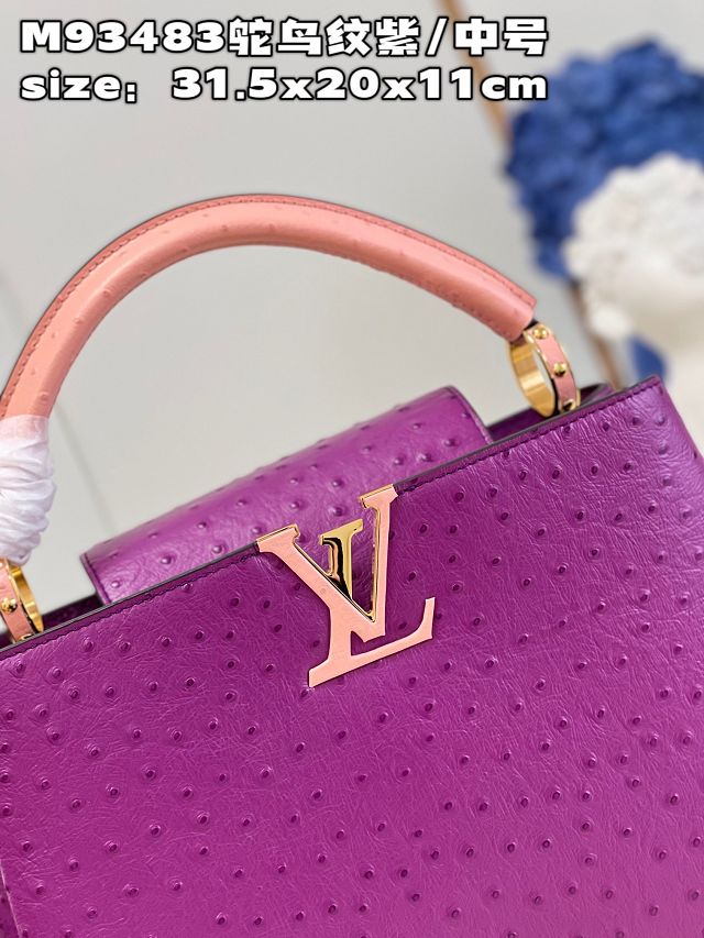 Louis vuitton original ostrich calfskin capucines mm handbag M59883 purple