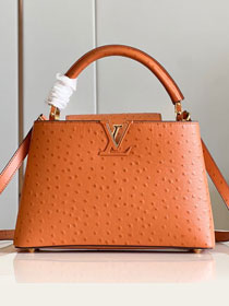 Louis vuitton original ostrich calfskin capucines mm handbag M59883 tan