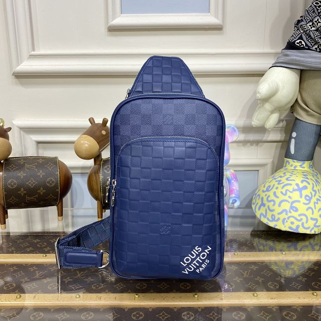 Louis vuitton original calfskin avenue sling bag N40439 blue