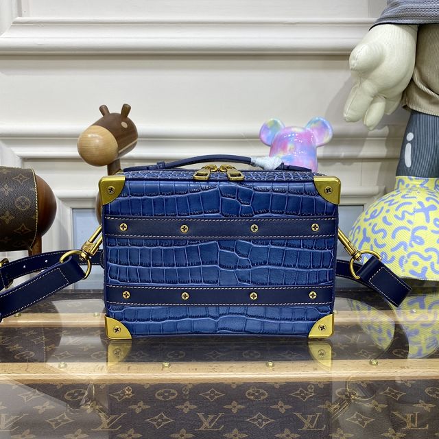 Louis vuitton original calfskin handle soft trunk M45935 blue