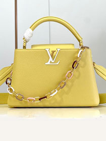 Louis vuitton original calfskin capucines MM handbag M21652 yellow