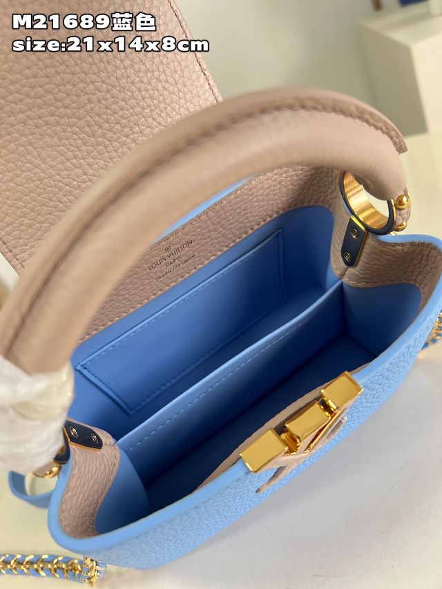 Louis vuitton original calfskin capucines mini handbag M48865 blue